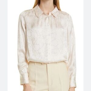 Ba&sh Doli Dégradé Satin Button-up Shirt in Ecru XS